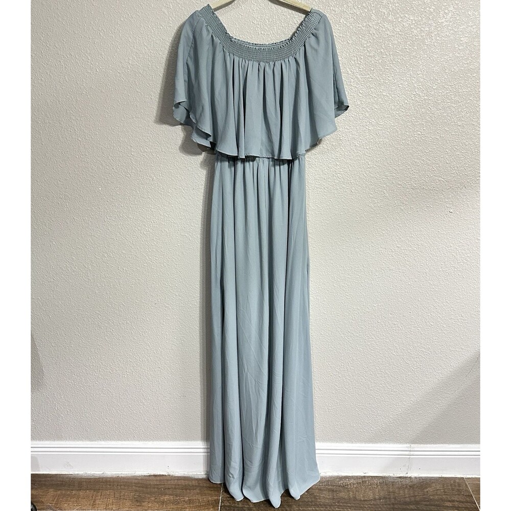 Show Me Your Mumu Hacienda Convertible Maxi Dress Womens Medium Gray Blue Lined - Picture 4 of 11